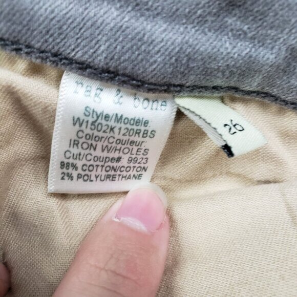 rag & bone Grey Skinny Jeans Size 27 Raw Hem Distressed Low Rise Grunge Denim - Picture 16 of 16
